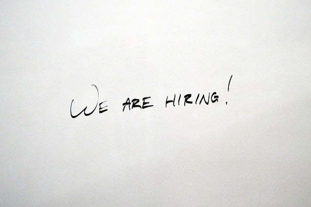 We are hiring handwritten on white board