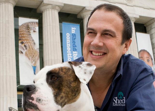 Ken Ramirez poses with dog