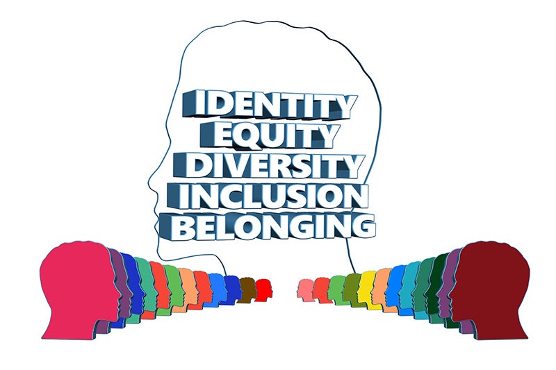 Illustration merging Identity, Equity, Diversity, Inclusion, and Belonging