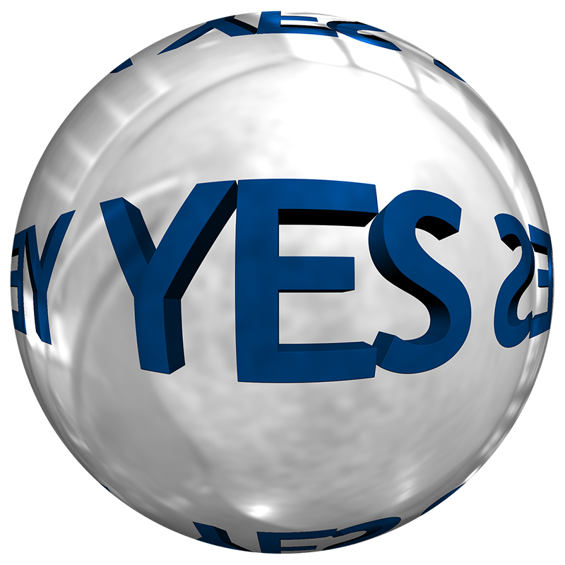Sphere with the word YES in it