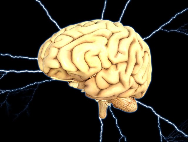 Illustration of a brain against a black background