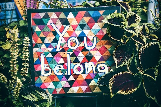 Colorful art reads, You belong