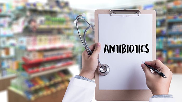 Clipboard with the word "Antibiotics" written on it. VETGirl Presents: Antimicrobial Use in the Clinic: What’s My Perfect Drug Match?