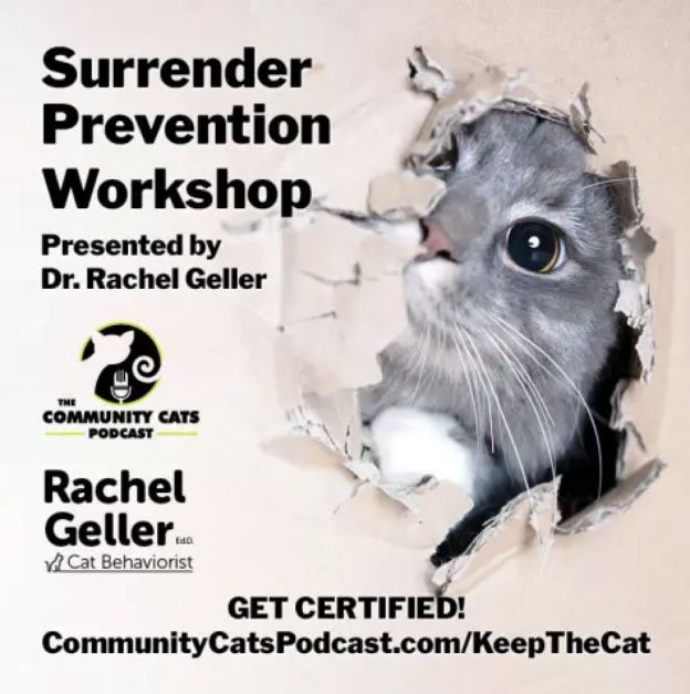 Online Training – 10/16/24 – Surrender Prevention Certification Workshop Presented by Dr. Rachel Geller – Community Cats Podcast (small fee applies)